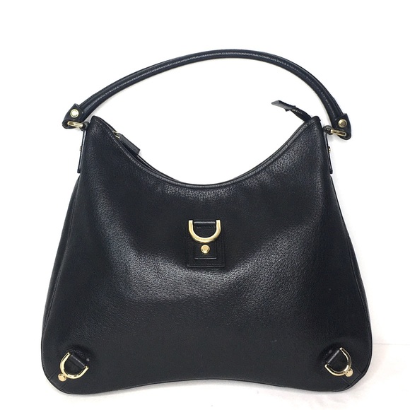 Authentic Gucci large hobo bag black leather and gold hardware